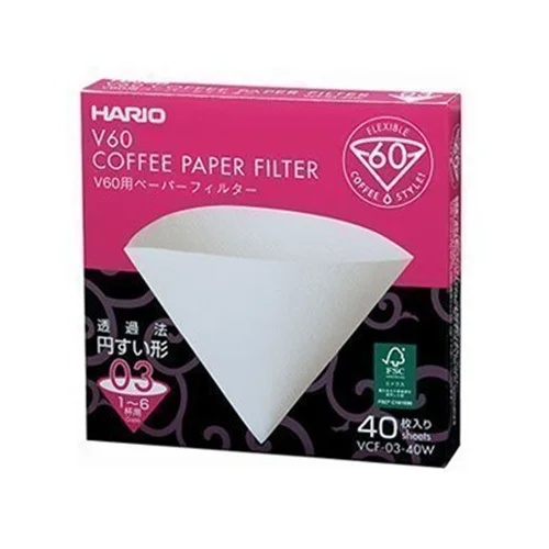 فیلتر کاغذی دریپر هاریو V60 03 تعداد 40 عدد با جعبه