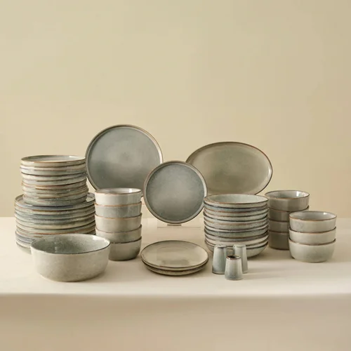 عکس سرویس غذاخوری 55 پارچه 12 نفره کاراجا سری زمین اسکال طوسی