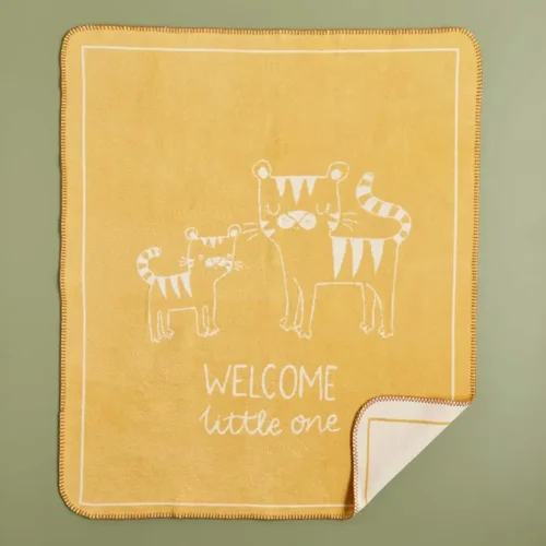 پتو پنبه کودک بلامزون ببر خردلی 120×100 سانتی