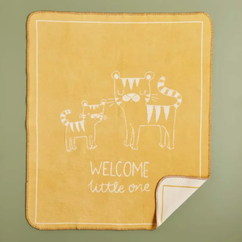 عکس پتو پنبه کودک بلامزون ببر خردلی 120×100 سانتی