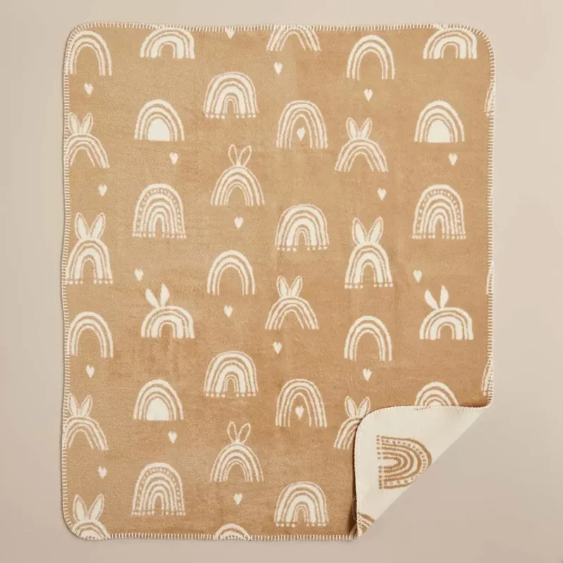 عکس پتو پنبه کودک بلامزون خرگوش بژ 120×100 سانتی