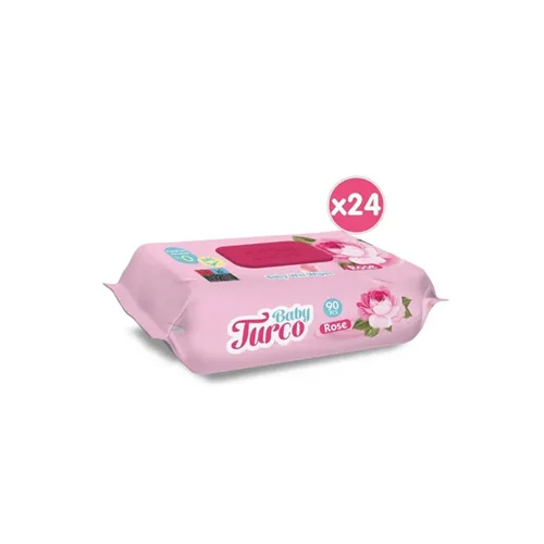 دستمال مرطوب کودک بچه ترک صابون گل رز 24 بسته ۹۰ عددی