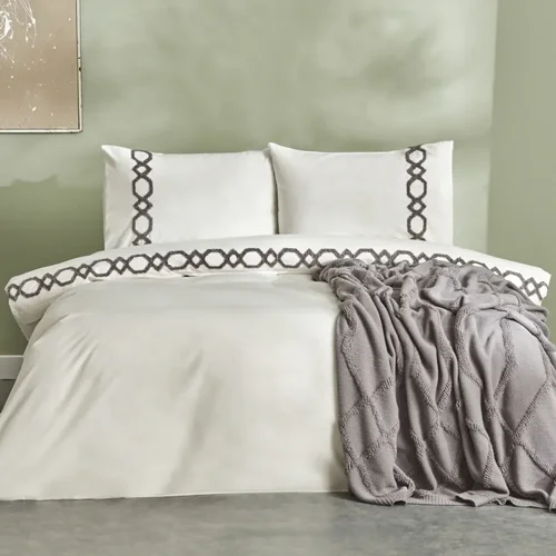 عکس سرویس کاور لحاف پتو دو نفره کاراجاهوم جولیا خاکستری