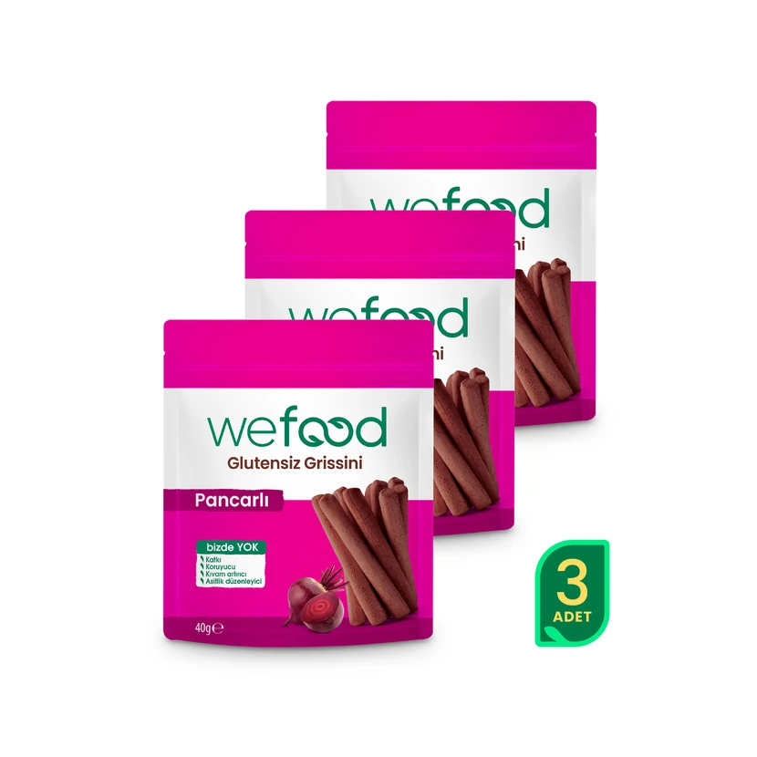 گریسینی بدون گلوتن با طعم چغندر ویفود بسته 3 عددی 40 گرمی