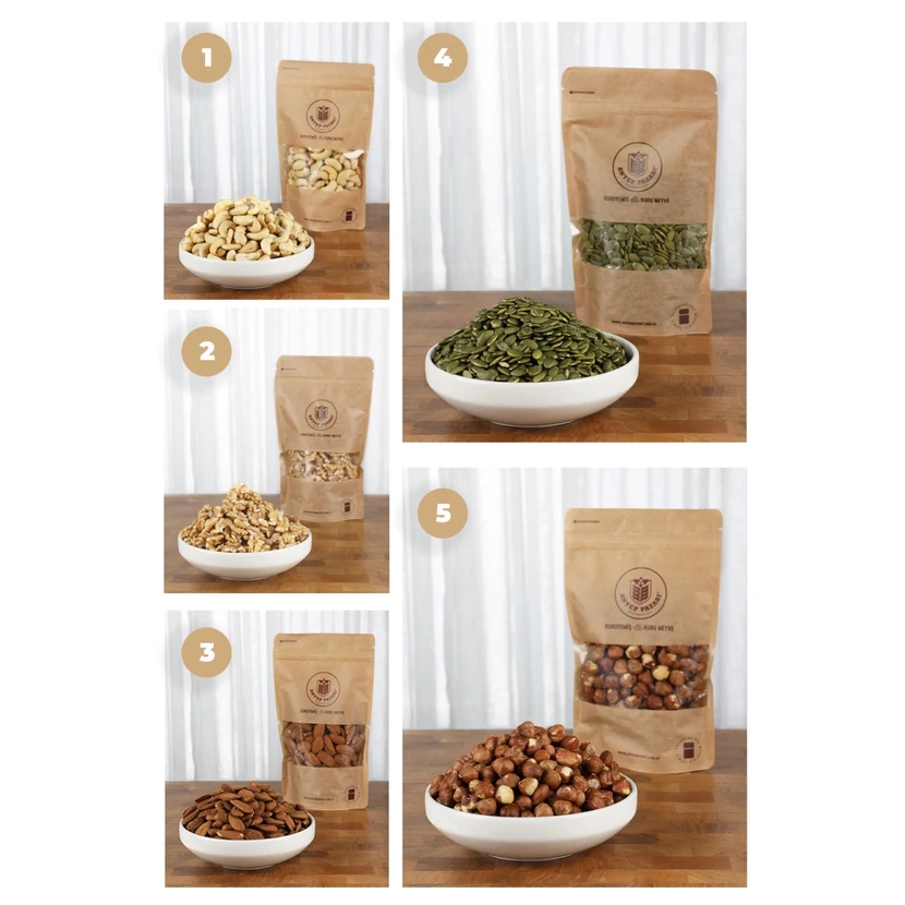 پک پنج‌تایی آجیل خام آنتپ پازاری 500 گرم