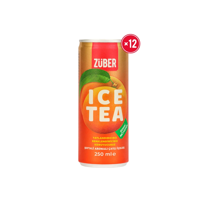 نوشیدنی چای سرد هلو زوبر ۱۲ عددی ۲۵۰ میلی‌لیتر