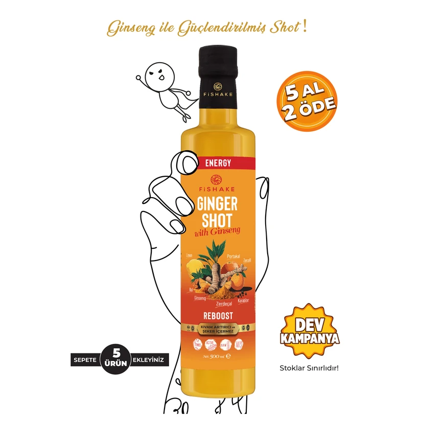 شات زنجبیل با جینسینگ فیشیک 500 میلی‌لیتر