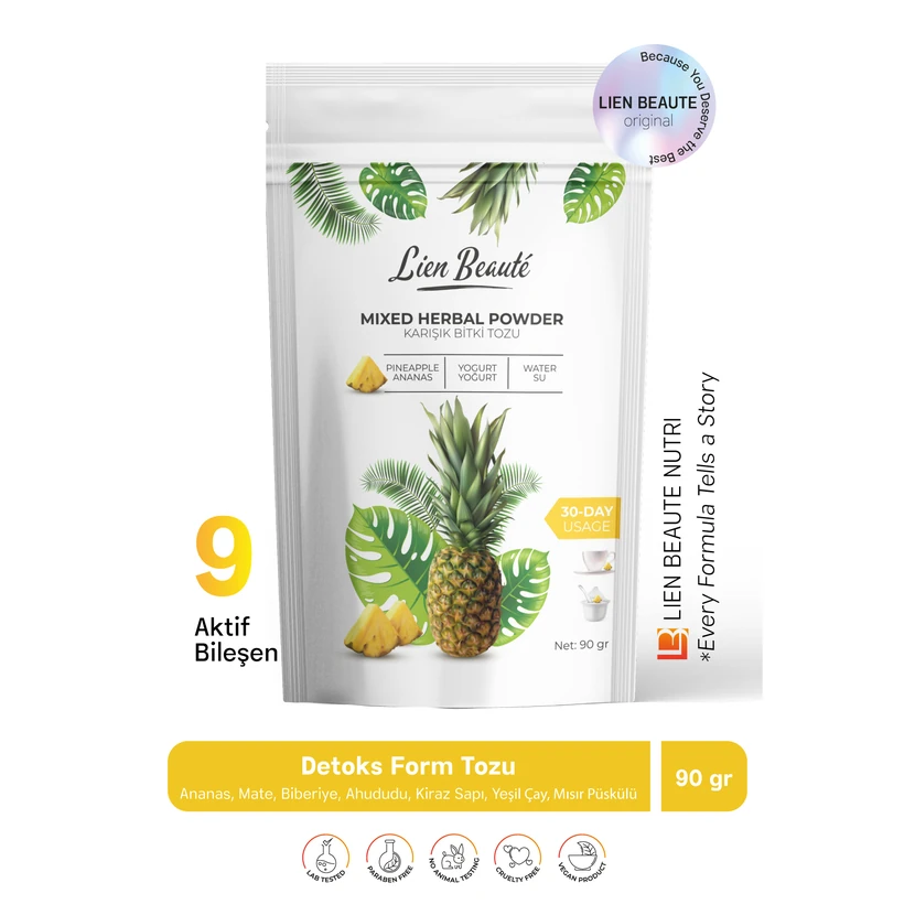 پودر چای دتوکس با بروملین و آناناس لین بیوته برنامه یک‌ماهه