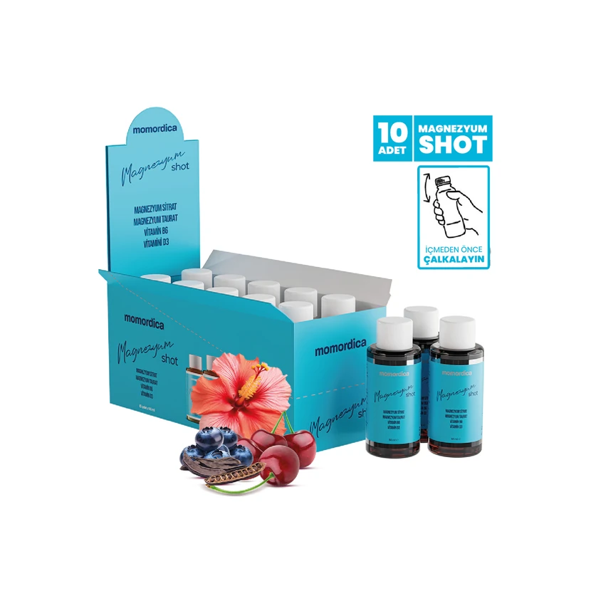 شات منیزیم سیترات و تورات موموردیکا با ویتامین‌های ب۶ و دی۳ بسته ۱۰ عددی