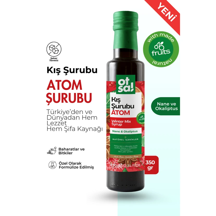 شربت زمستانی اتم اوتسا ۳۵۰ گرمی با شیره مخروط کاج، زنجبیل و اکیناسه