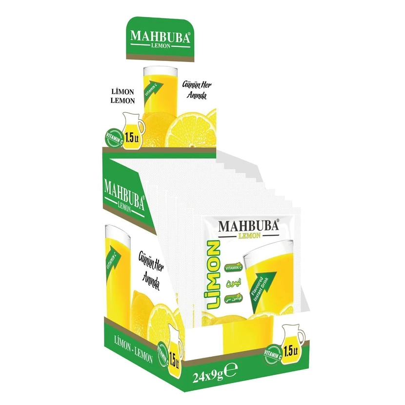 پودر نوشیدنی سرد لیمویی محبوبا ۲۴ عددی ۹ گرمی