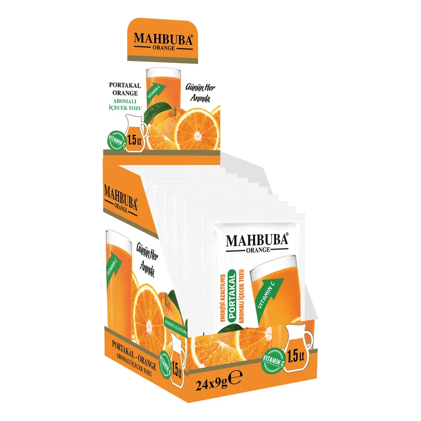 پودر نوشیدنی سرد پرتقالی محبوبا ۲۴ عدد ۹ گرمی