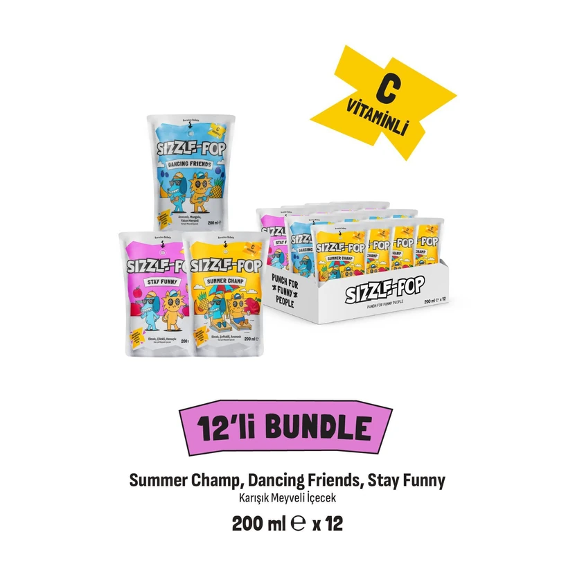 آب میوه پاپینگ سیزل پاپ بسته ۱۲ عددی سه طعم