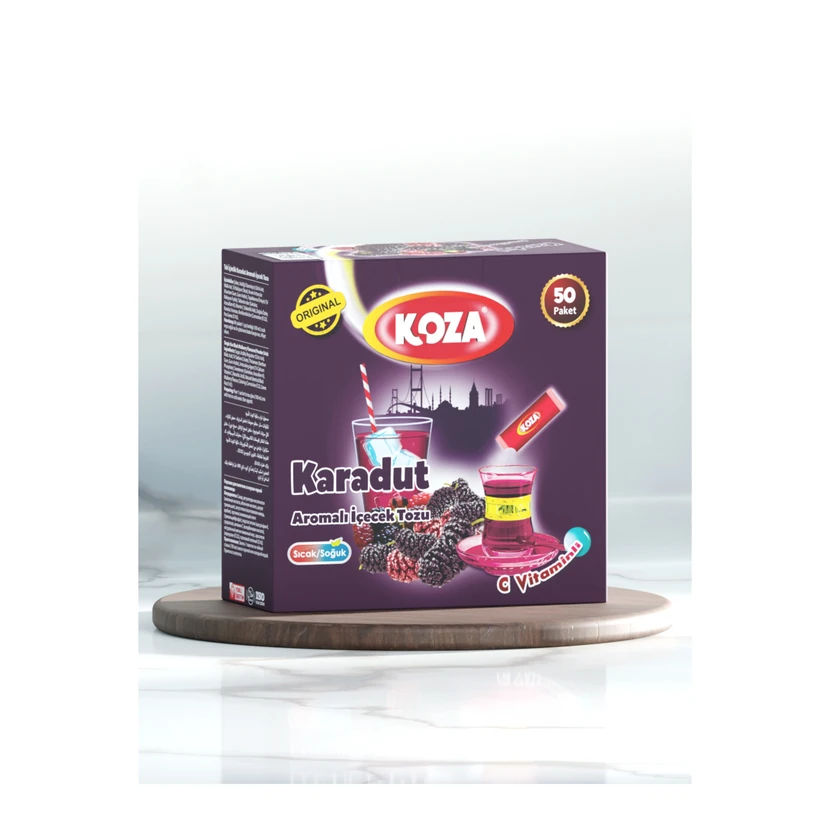 نوشیدنی پودری طعم شاه‌توت تک‌نفره کوزا ۵۰ عددی