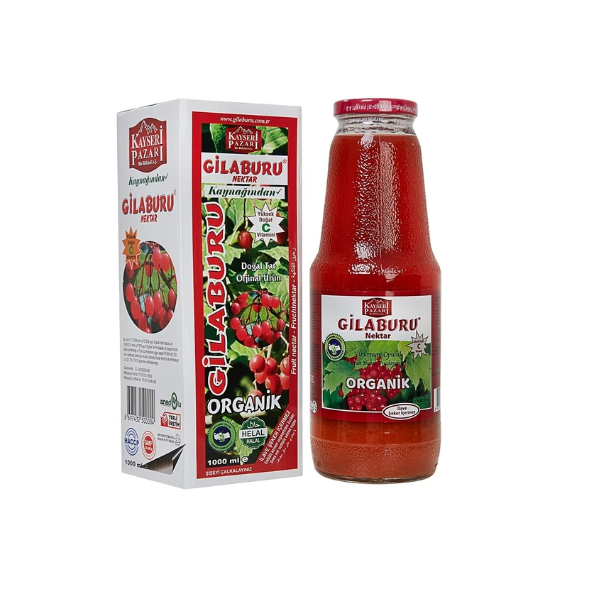 نکتار ارگانیک گیلابورو ۱۰۰۰ میلی‌لیتر در بطری شیشه‌ای بدون شکر کایسری پازاری