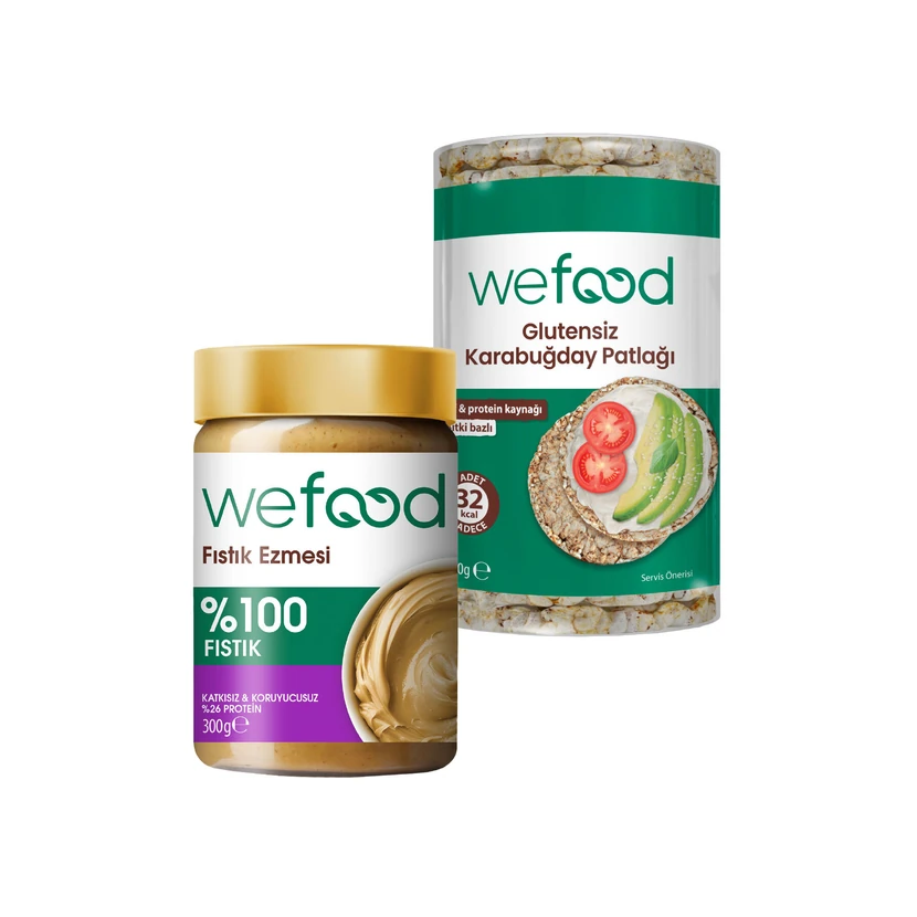 ویفود کره بادام‌زمینی بدون شکر ۳۰۰ گرمی با کیک گندم‌سیاه بدون گلوتن ۳ عددی ۱۰۰ گرمی