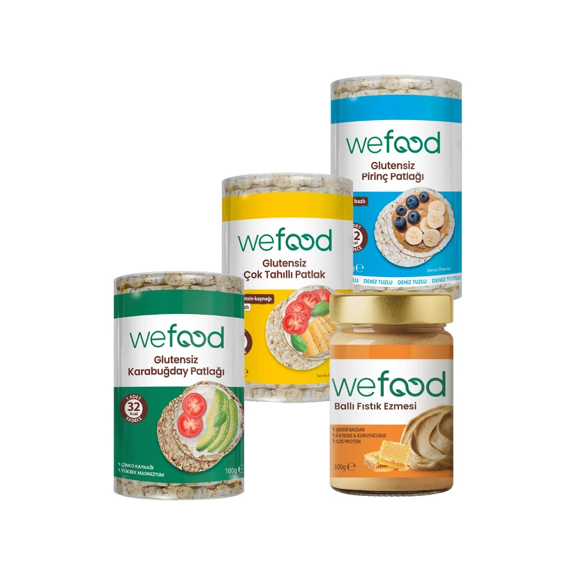 کره بادام زمینی بدون شکر با عسل خام ۳۰۰ گرمی ویفود همراه 3 بسته اسنک پف‌شده