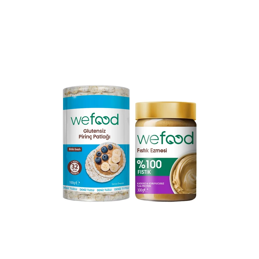 کره بادام زمینی 300 گرمی و کیک برنجی بدون گلوتن ویفود 100 گرمی