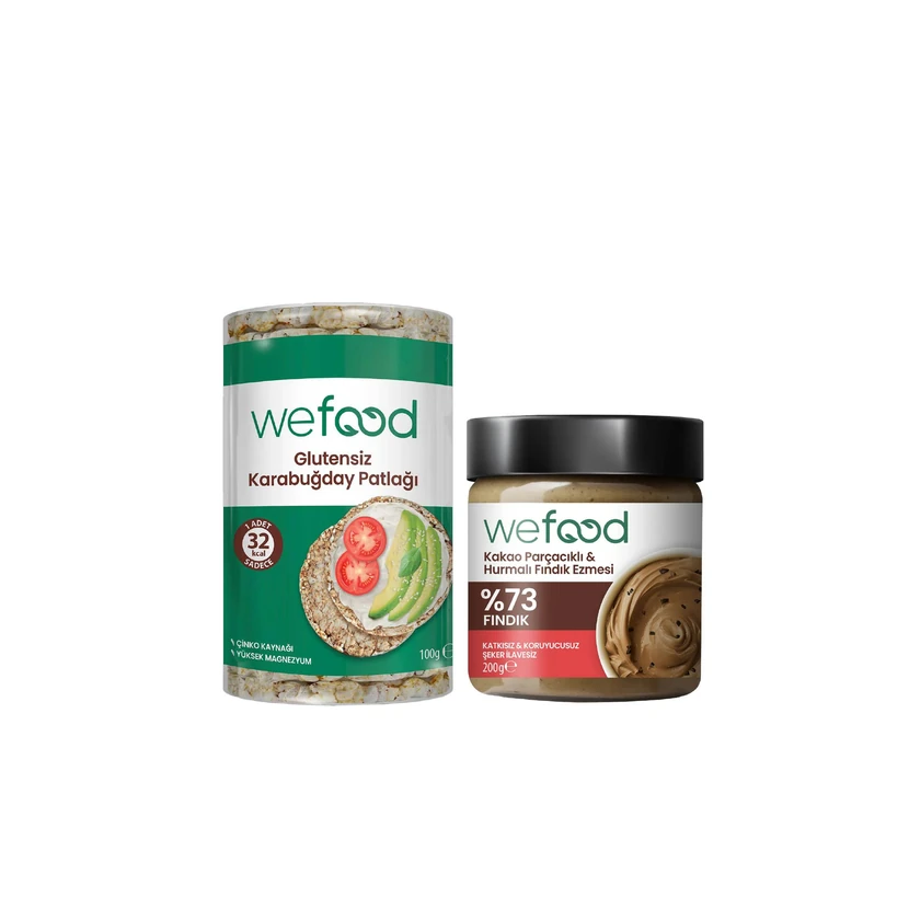 پک ویفود کره فندق با تکه‌های کاکائو ۲۰۰ گرمی و پف گندم سیاه بدون گلوتن ۱۰۰ گرمی