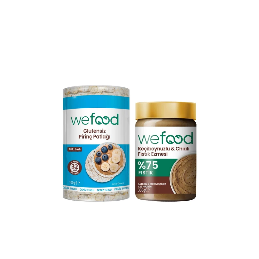 کره بادام زمینی خرنوب و چیا 300 گرمی و کیک برنجی بدون گلوتن ویفود 100 گرمی