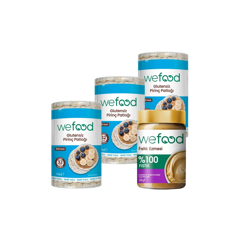 بسته سه عددی ویفود کره بادام زمینی ۳۰۰ گرمی و کیک برنجی بدون گلوتن ۱۰۰ گرمی