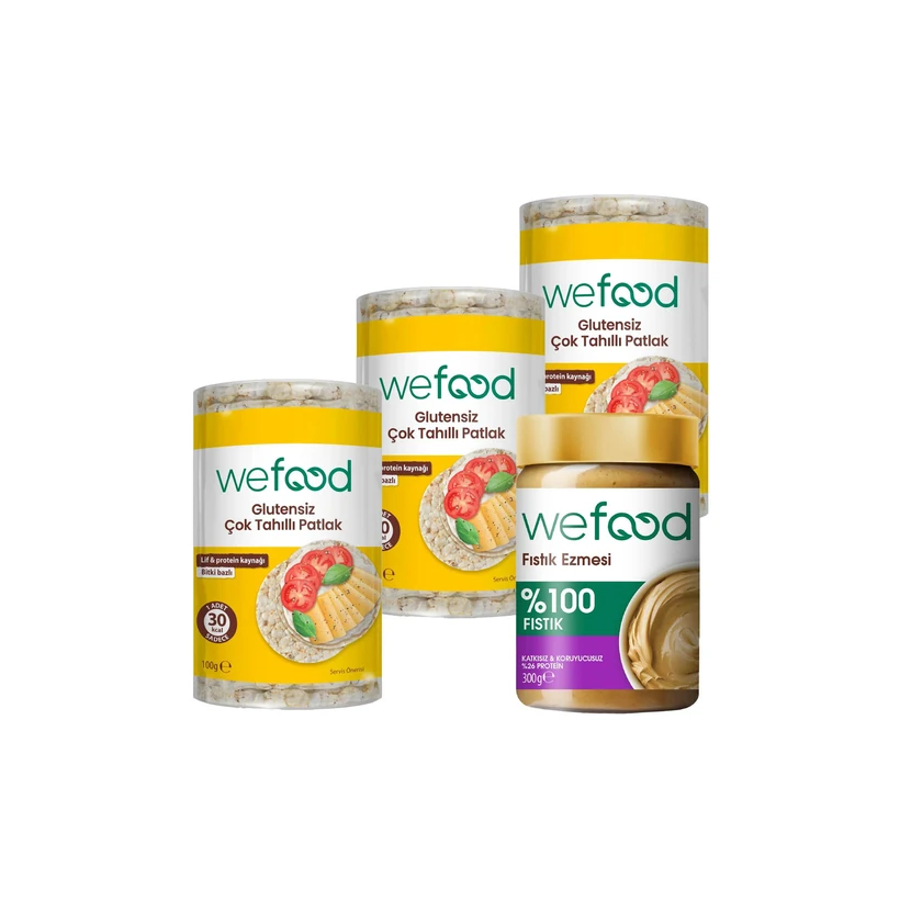 کره بادام زمینی ۳۰۰ گرمی و اسنک چندغله بدون گلوتن ویفود ۱۰۰ گرمی سه عدد