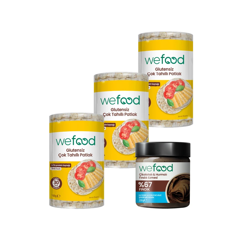 کرم فندقی شکلاتی ویفود 200 گرم و برنجک بدون گلوتن ۳ عددی