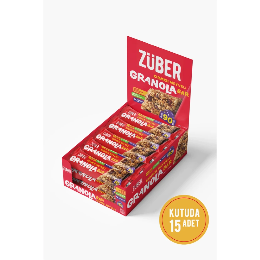 بار گرانولا زوبر طعم میوه قرمز ۱۵ عددی ۲۵ گرمی