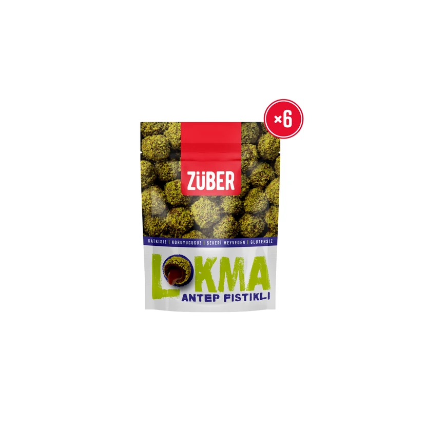 توپ پسته‌ای زوبر بسته ۶ عددی ۹۶ گرمی