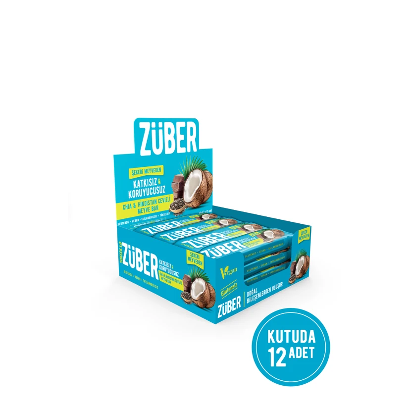 بار میوه‌ای چیا و نارگیل زوبر ۱۲ عددی ۴۰ گرمی