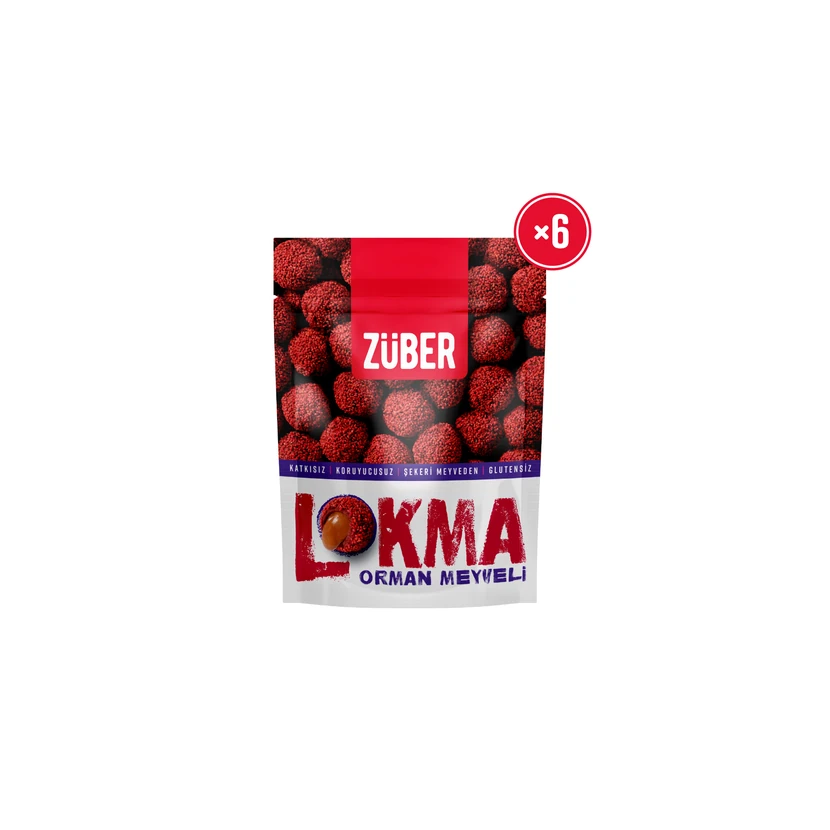 توپ میوه‌ای جنگلی ۹۶ گرمی بسته ۶ عددی