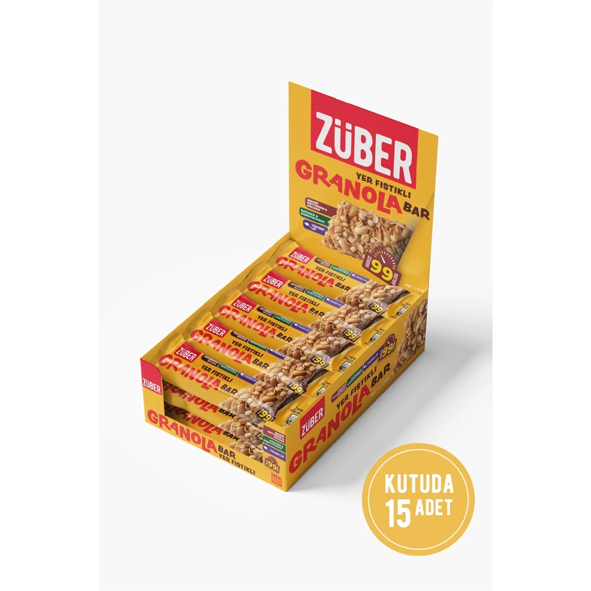 بار گرانولا بادام زمینی زوبر 25 گرمی بسته 15 عددی