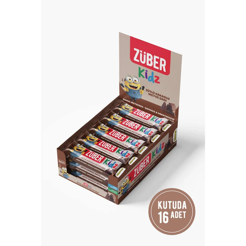 بار میوه‌ای کودک زوبر با شیر و کاکائو 25 گرمی بسته 16 عددی
