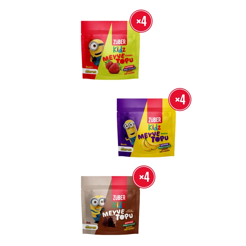 توپ میوه‌ای کودکان زوبر بسته مخلوط ۱۲ عددی ۴۲ گرمی