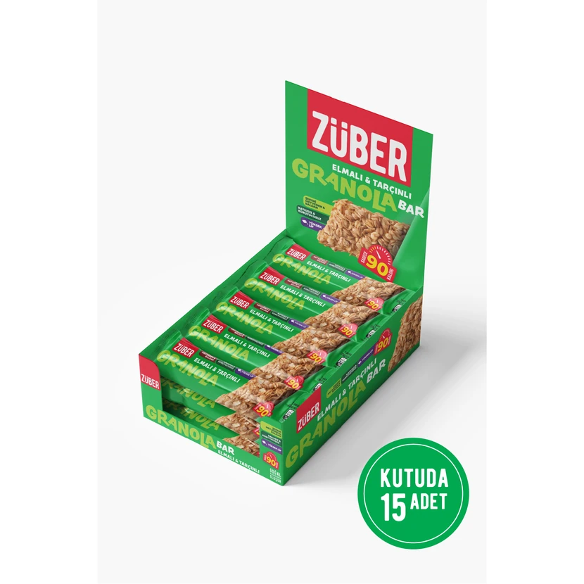 بار گرانولا سیب و دارچین زوبر ۲۵ گرم بسته ۱۵ عددی