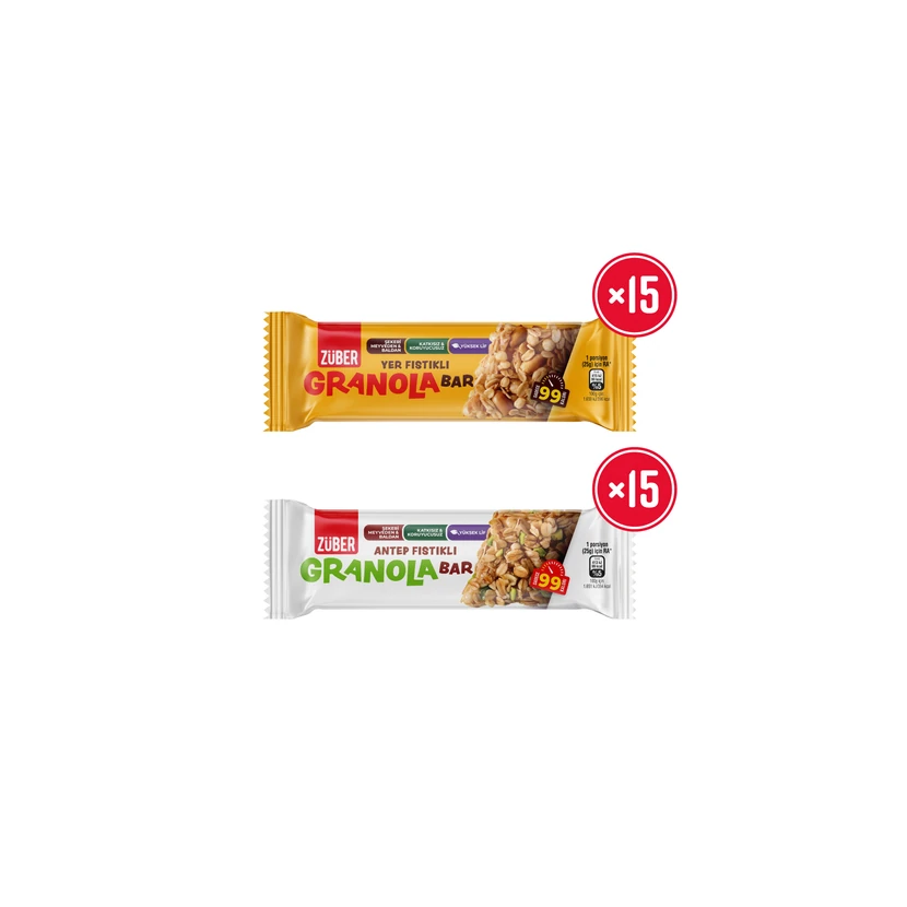 گرانولا بار پسته‌ای و بادام زمینی زوبر ۳۰ عددی