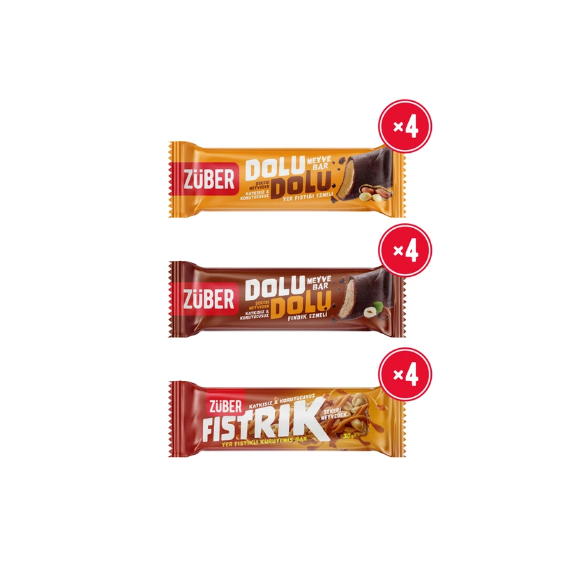 بار میوه و بادام‌زمینی زوبر بسته ۱۲ عددی ۳۰ گرمی