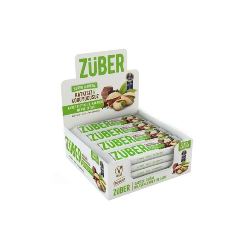 دسر میوه‌ای پسته و کاکائو زوبر بسته ۱۲ عددی بدون شکر و گلوتن وگان