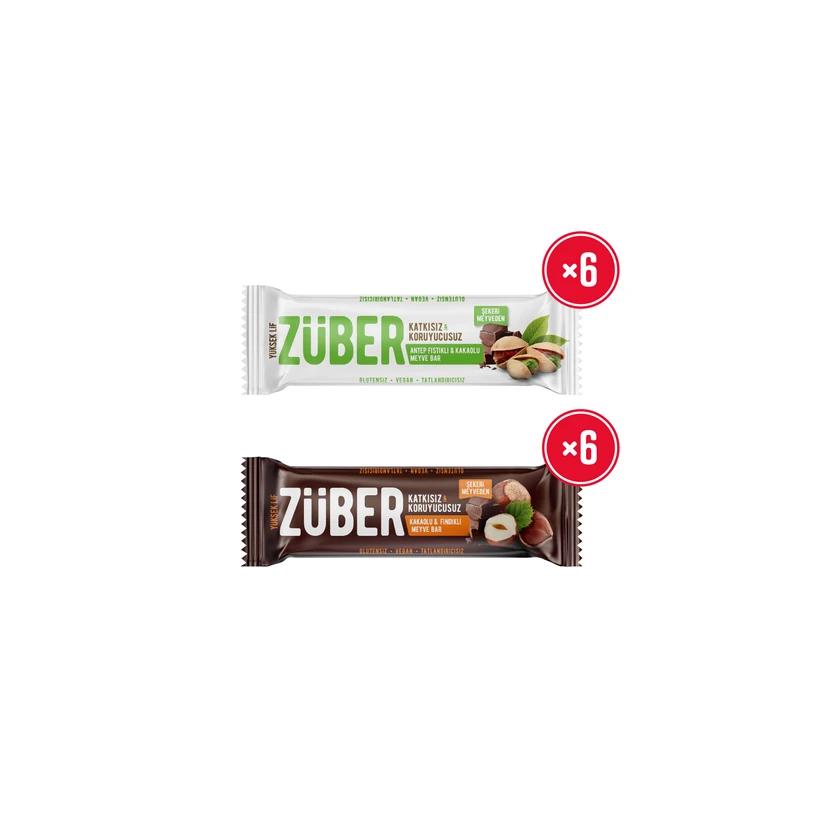 بار میوه‌ای زوبر پسته و فندق ۱۲ عددی ۴۰ گرمی