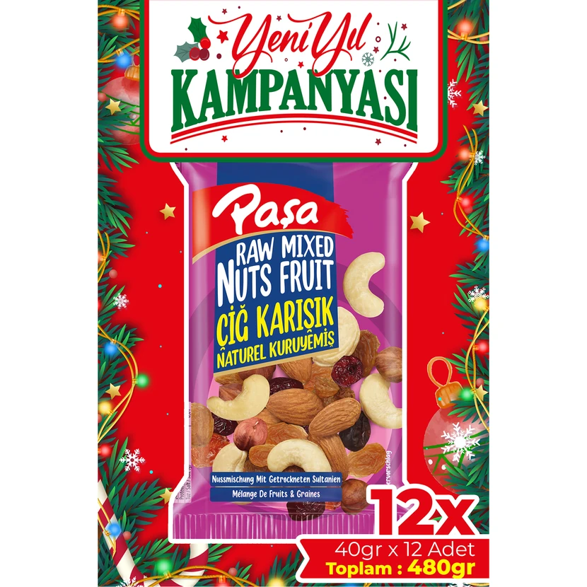 مخلوط خشکبار خام پاشا 480 گرم (12×40 گرم)