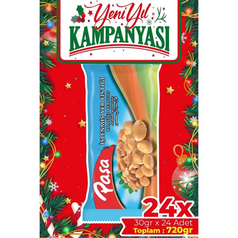 بادام‌زمینی فرآوری‌شده پاشا 30 گرم در 24 عدد (720 گرم)