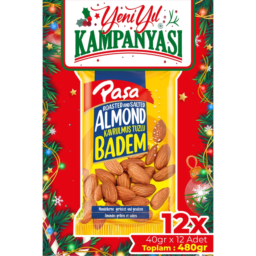 بادام برشته پاشا 40 گرمی ×12 (480 گرم)