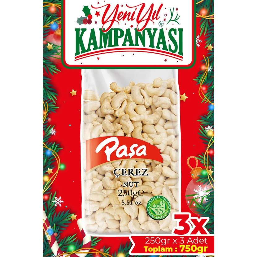 بادام هندی خام 750 گرمی (3×250 گرم) بدون نمک