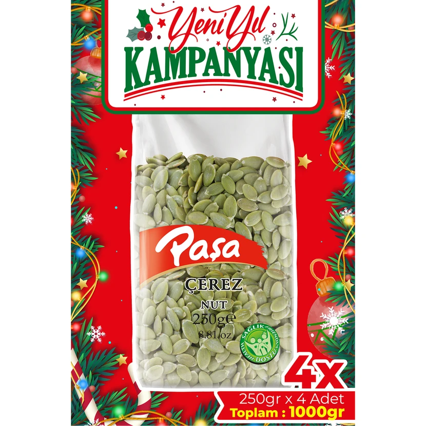 تخمه کدو پوست‌کنده پاشا 1 کیلو (4×250 گرم) طبیعی بدون نمک