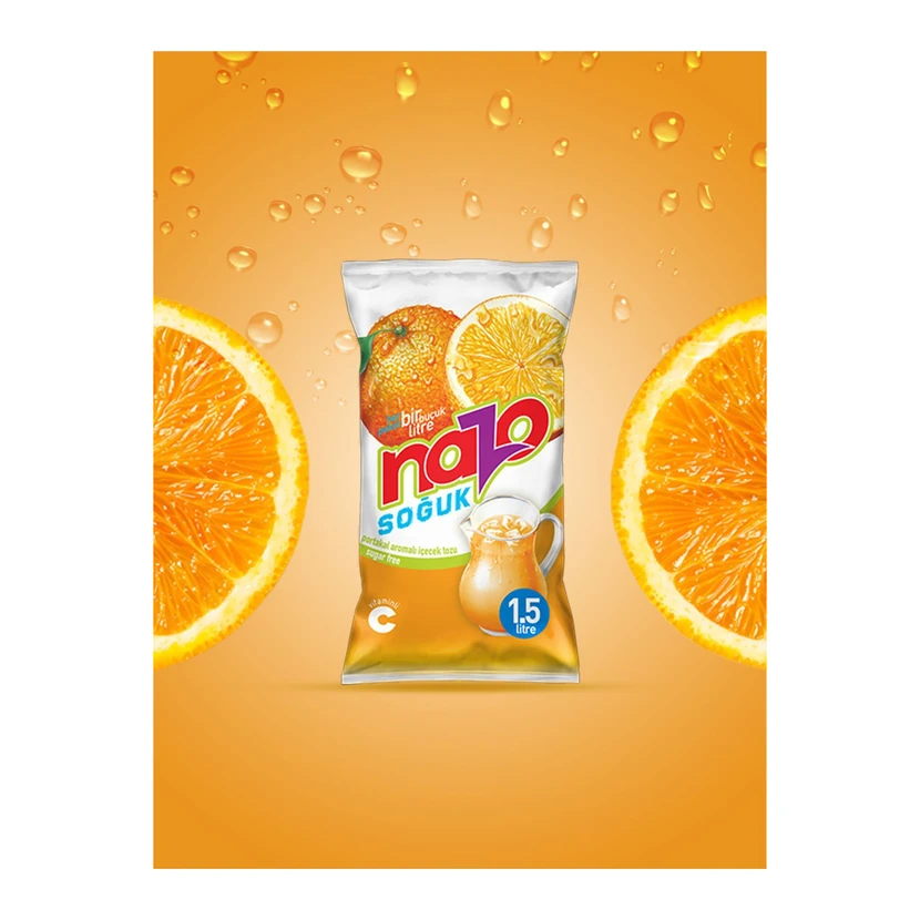 پودر نوشیدنی پرتقالی نازو 9 گرمی بسته 24 عددی