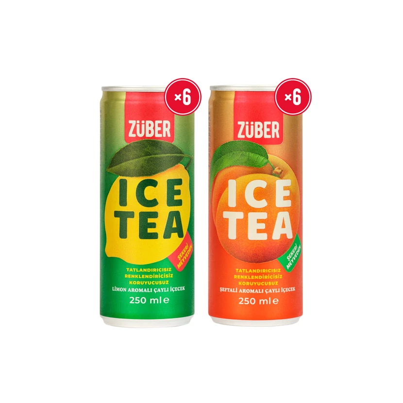 چای سرد لیمو و هلو زوبر 250 میلی‌لیتر 12 عددی
