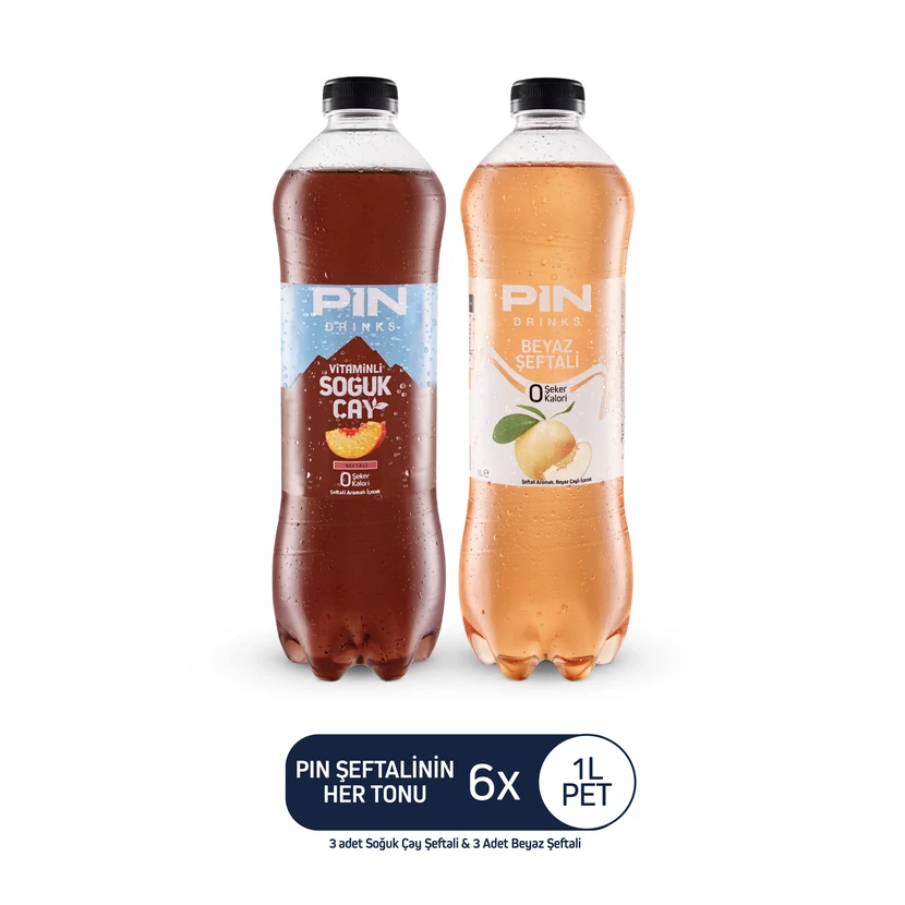 چای سرد هلو پین بدون شکر کم‌کالری 6 بطری 1 لیتر