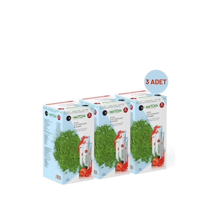 چای ماچا پرمیوم ژاپنی بیلگه ایلاچ طعم توت‌فرنگی سم‌زدایی و چربی‌سوز (3 بسته)