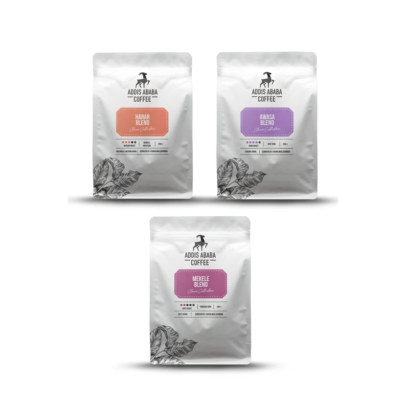 ست اقتصادی سه‌تایی قهوه ادیس آبابا ۳×۲۵۰ گرم