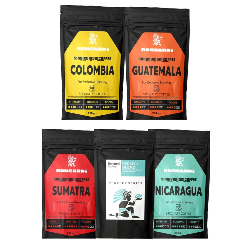 بسته ۵ عددی قهوه بونگاردی ۱ مجموعه ۵ عددی ۲۰۰ گرمی